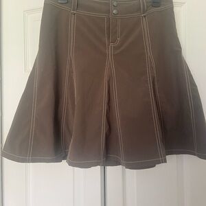 Athleta Brown Circle Skirt with Contrast White Topstitching